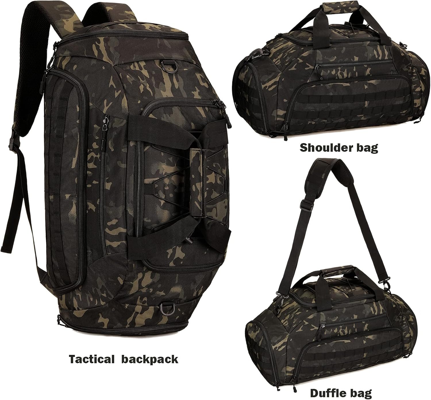 Sports Duffel Bag for Men Women Tactical Duffle Backpack Gym Bag with Shoe Compartment Travel Backpack Luggage 45L - Image 2