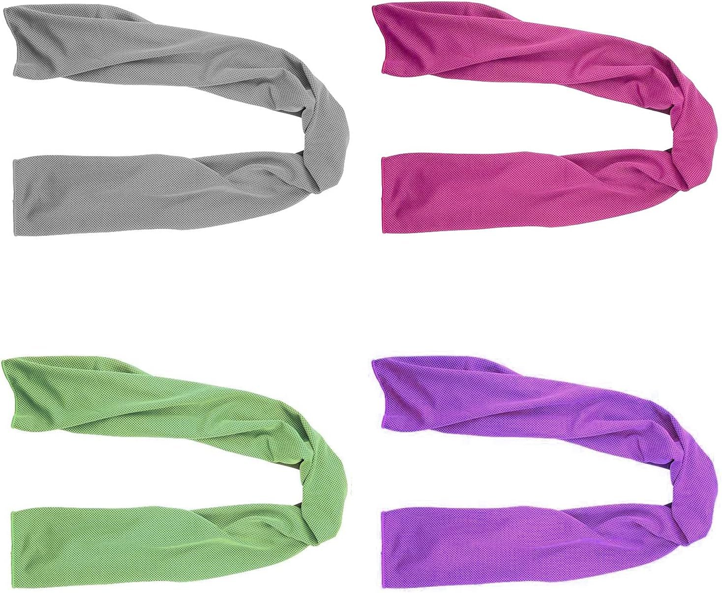 4 Packs 40"x 12" Microfiber Cooling Towel, Temperature Regulating, Multicolor, 4 Count, Sports/Workout